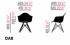 Maße Vitra Eames DAR Maße Vitra Eames DAR