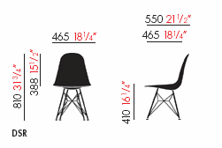 Maße Vitra Eames DSR Maße Vitra Eames DSR
