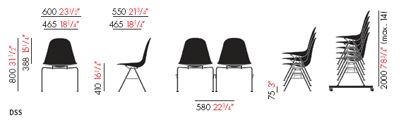 Maße Vitra Eames DSS Maße Vitra Eames DSS