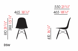 Maße Vitra Eames DSW Maße Vitra Eames DSW