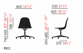 Maße Vitra Eames PSCC Maße Vitra Eames PSCC