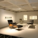 Vitra Eames Lounge Chair, Soft Pad Chaise and Aluminium Chair, as seen at The World of Charles and Ray Eames, Barbican Art Gallery London