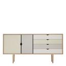 S6 Sideboard, Eiche geseift, Silber-weiß/Beige/Metallgrau