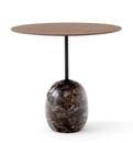 Lato Beistelltisch, Oval (L 50 x B 40 cm), Walnut / Emparador Marmor