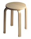 Stool E60, Sitz Birkefurnier, Beine Birke klar lackiert