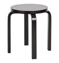 Stool E60, Sitz und Beine schwarz lackiert