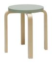 Stool E60, Sitz lackiert grün, Beine Birke klar lackiert