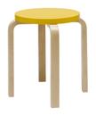 Stool E60, Sitz lackiert gelb, Beine Birke klar lackiert