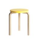 Stool 60, Sitz lackiert gelb, Beine Birke klar lackiert