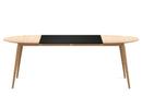 PLAYdinner Round, Eiche weiß geölt, Mit zwei Einlegeplatten (L 120-220 cm), MDF schwarz