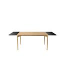 PURE Dining Table, 140 x 85 cm, Eiche weiß geölt, Mit 2 Erweiterungsplatten MDF schwarz (L 140-240 cm)