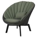 Peacock Loungesessel, Medium flat soft Rope - Dark grey / Aluminium black, Link - Dark green