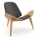 CH07 Shell Chair, Eiche geölt, Leder anthrazit