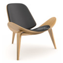 CH07 Shell Chair, Eiche klar lackiert, Leder anthrazit