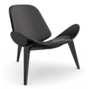 CH07 Shell Chair, Eiche schwarz lackiert, Leder anthrazit