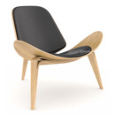 CH07 Shell Chair, Eiche Weißöl, Leder anthrazit