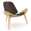 CH07 Shell Chair, Eiche Weißöl, Leder braun