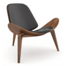 CH07 Shell Chair, Nussbaum geölt, Leder anthrazit