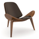 CH07 Shell Chair, Nussbaum geölt, Leder braun