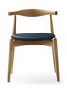 CH20 Elbow Chair, Eiche geölt, Leder graublau