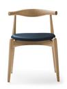CH20 Elbow Chair, Eiche geseift, Leder graublau