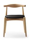 CH20 Elbow Chair, Eiche klar lackiert, Leder schwarz