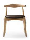 CH20 Elbow Chair, Eiche klar lackiert, Leder braun