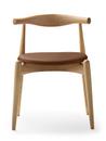 CH20 Elbow Chair, Eiche klar lackiert, Leder cognac