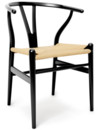 CH24 Wishbone Chair, Buche schwarz lackiert, Geflecht natur