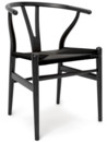 CH24 Wishbone Chair, Eiche schwarz lackiert, Geflecht schwarz