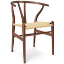 CH24 Wishbone Chair, Mahagoni geölt, Geflecht natur