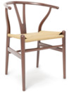 CH24 Wishbone Chair, Nussbaum klar lackiert, Geflecht natur