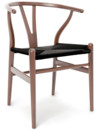 CH24 Wishbone Chair, Nussbaum klar lackiert, Geflecht schwarz