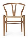 CH24 Wishbone Chair, Teak geölt, Geflecht natur