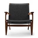 CH25 Lounge Chair, Nussbaum klar lackiert, Schwarz