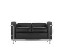 LC2 Sofa, Zweisitzer, verchromt, Leder Scozia, Schwarz