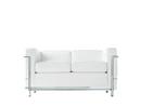 LC2 Sofa, Zweisitzer, verchromt, Leder Scozia, Weiß