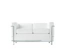 2 Fauteuil Grand Confort, petit modèle, deux/trois places, Zweisitzer, verchromt, Leder Scozia, Weiß