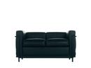 LC2 Sofa, Zweisitzer, Schwarz matt lackiert, Leder Scozia, Schwarz