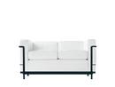 LC2 Sofa, Zweisitzer, Schwarz matt lackiert, Leder Scozia, Weiß