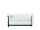 2 Fauteuil Grand Confort, petit modèle, deux/trois places, Zweisitzer, Schwarz matt lackiert, Leder Scozia, Weiß