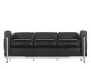 LC2 Sofa, Dreisitzer, verchromt, Leder Scozia, Schwarz