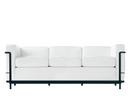LC2 Sofa, Dreisitzer, Schwarz matt lackiert, Leder Scozia, Weiß