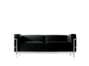 LC3 Sofa, Zweisitzer, verchromt, Leder Scozia, Schwarz