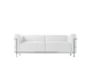 LC3 Sofa, Zweisitzer, verchromt, Leder Scozia, Weiß