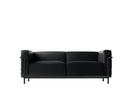 LC3 Sofa, Zweisitzer, Schwarz matt lackiert, Leder Scozia, Schwarz