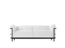 LC3 Sofa, Zweisitzer, Schwarz matt lackiert, Leder Scozia, Weiß