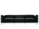 LC3 Sofa, Dreisitzer, verchromt, Leder Scozia, Schwarz