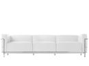 LC3 Sofa, Dreisitzer, verchromt, Leder Scozia, Weiß