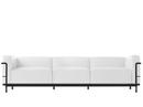 LC3 Sofa, Dreisitzer, Schwarz matt lackiert, Leder Scozia, Weiß
